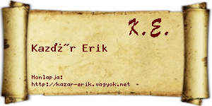 Kazár Erik névjegykártya