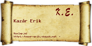 Kazár Erik névjegykártya
